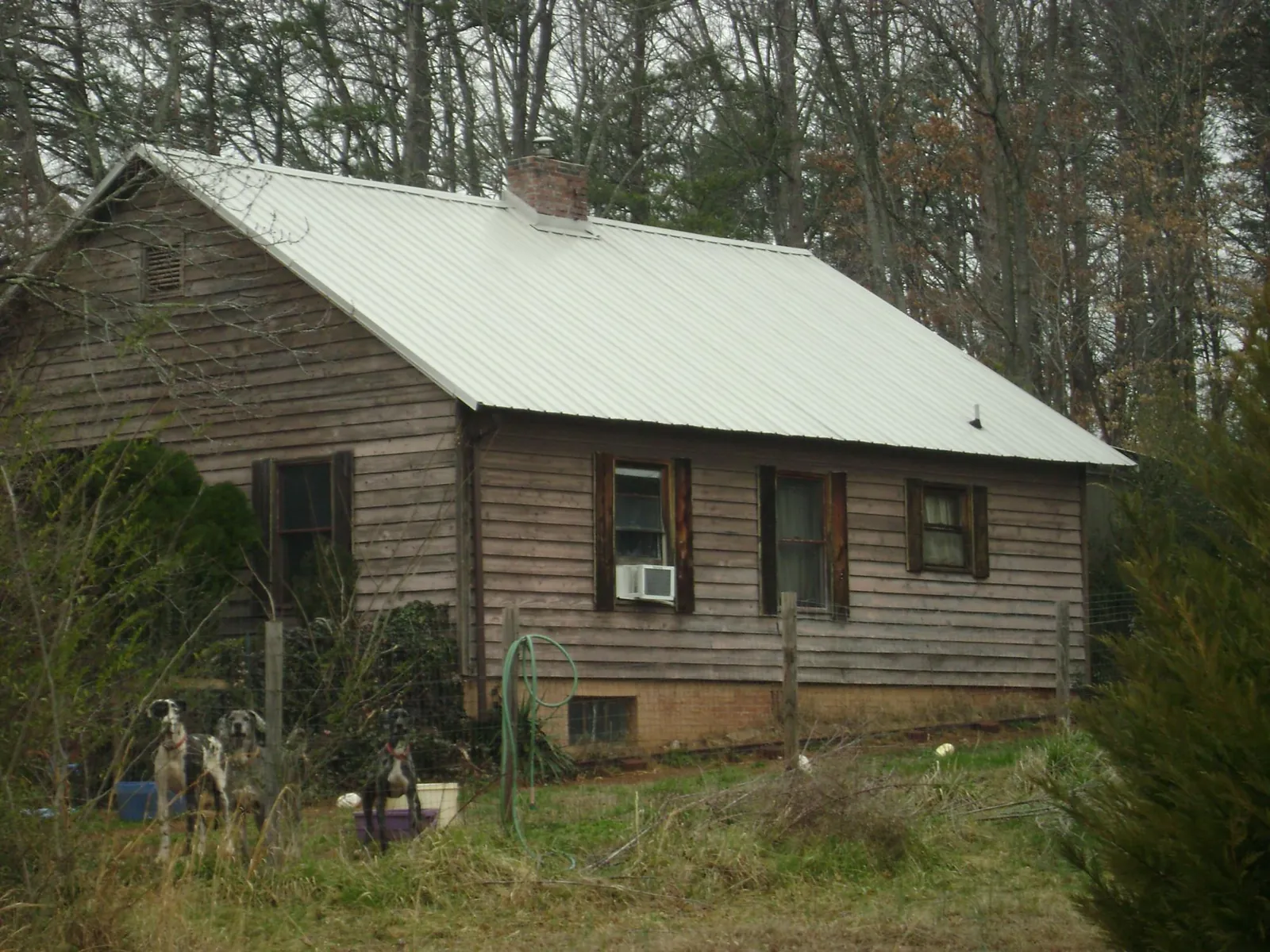 White metal roof on an old wood sided farmhouse, from a Metal Roof Installation job in Saint Henry
